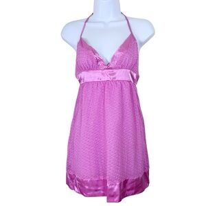 Forever Pink Halter Babydoll Mini Dress Y2K